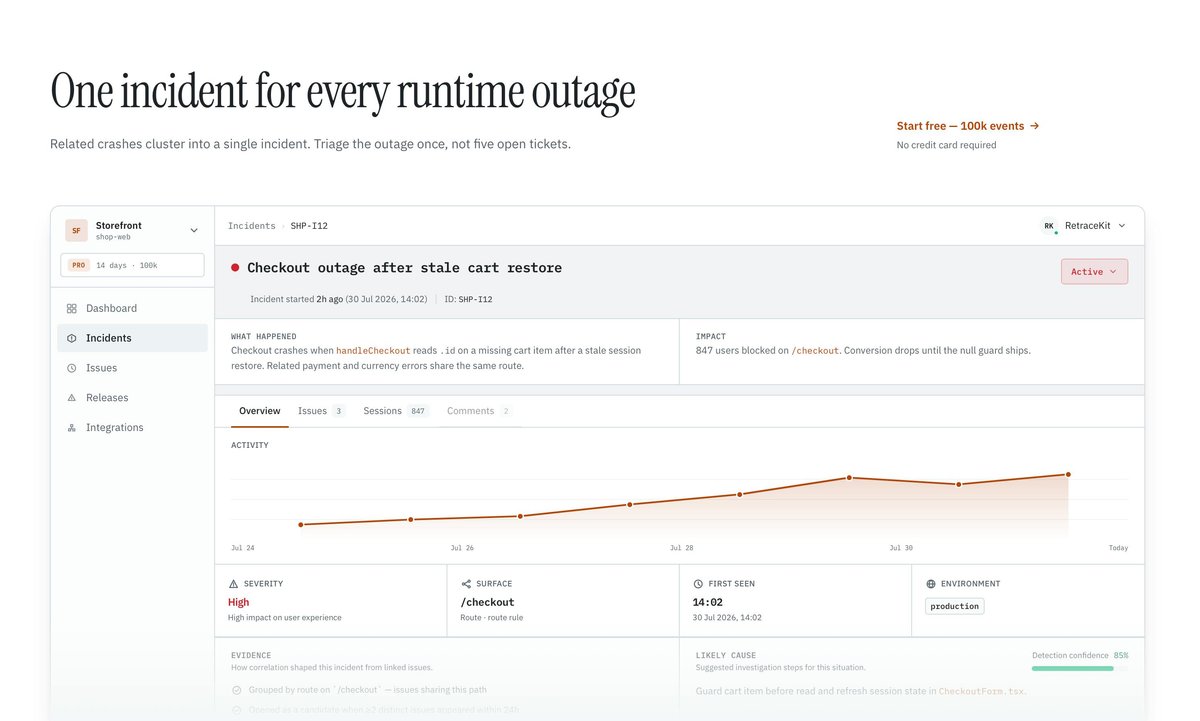 RetraceKit – incidents tracking platform