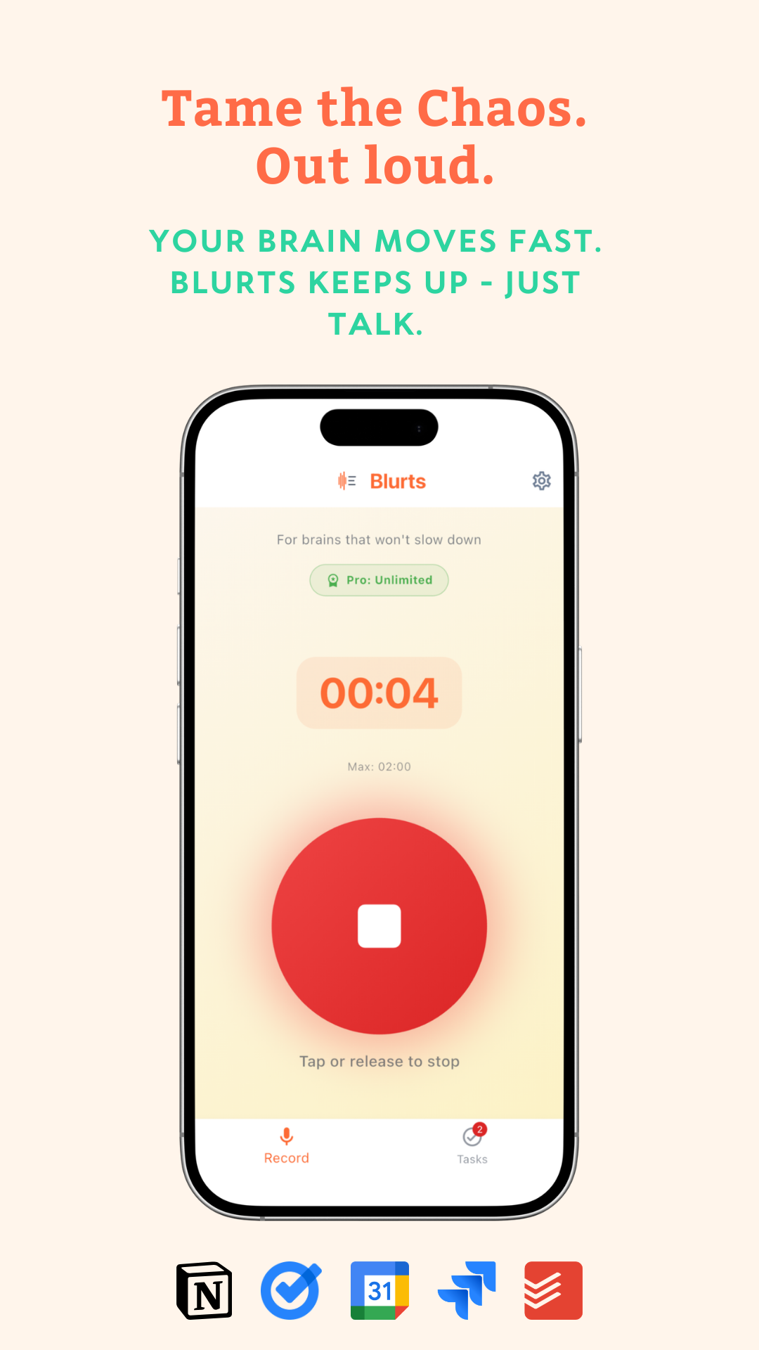 Blurts-Voice to Any Task App