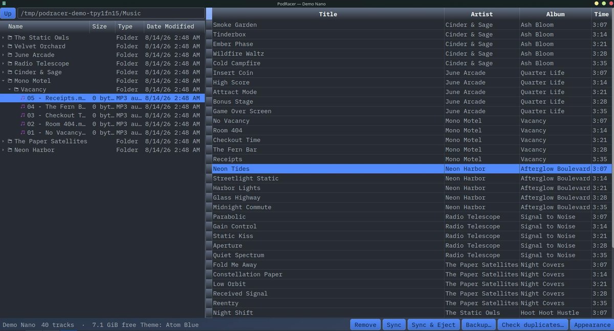 PodRacer: Manage your iPod on Linux.