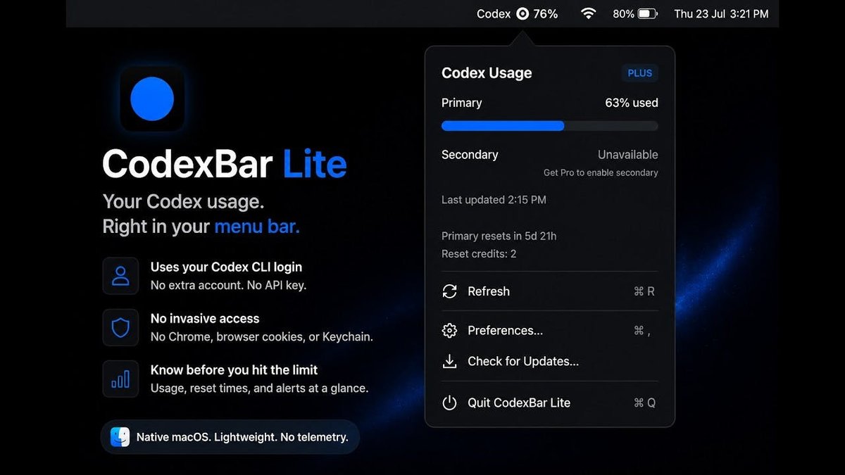 CodexBar Lite
