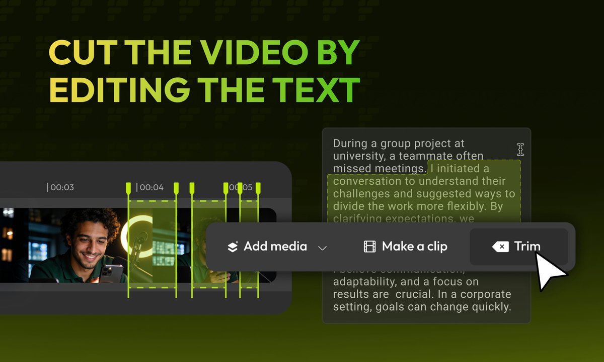 Flixier Edit by Transcript 