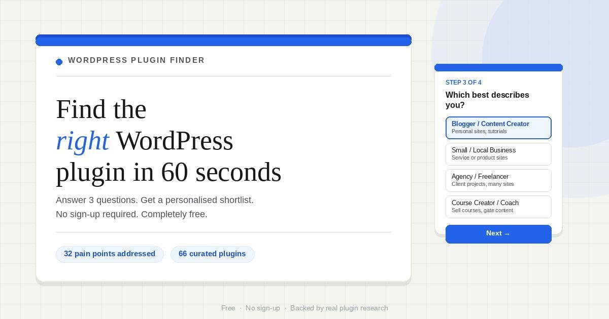 Find Right Plugin