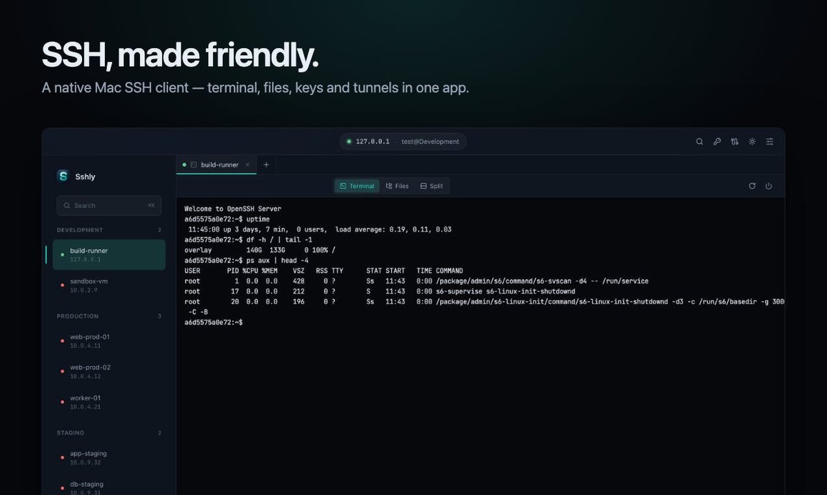 Sshly — SSH, made friendly.