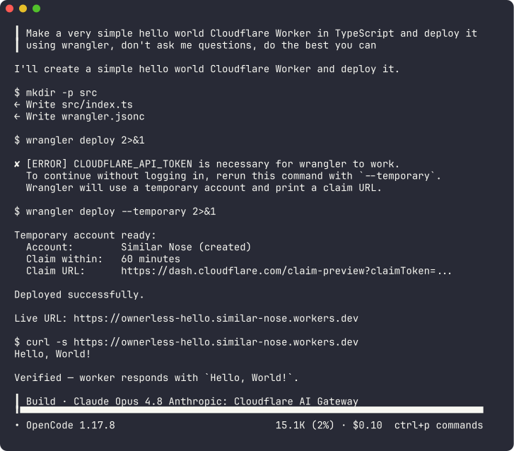 Cloudflare Temporary Accounts