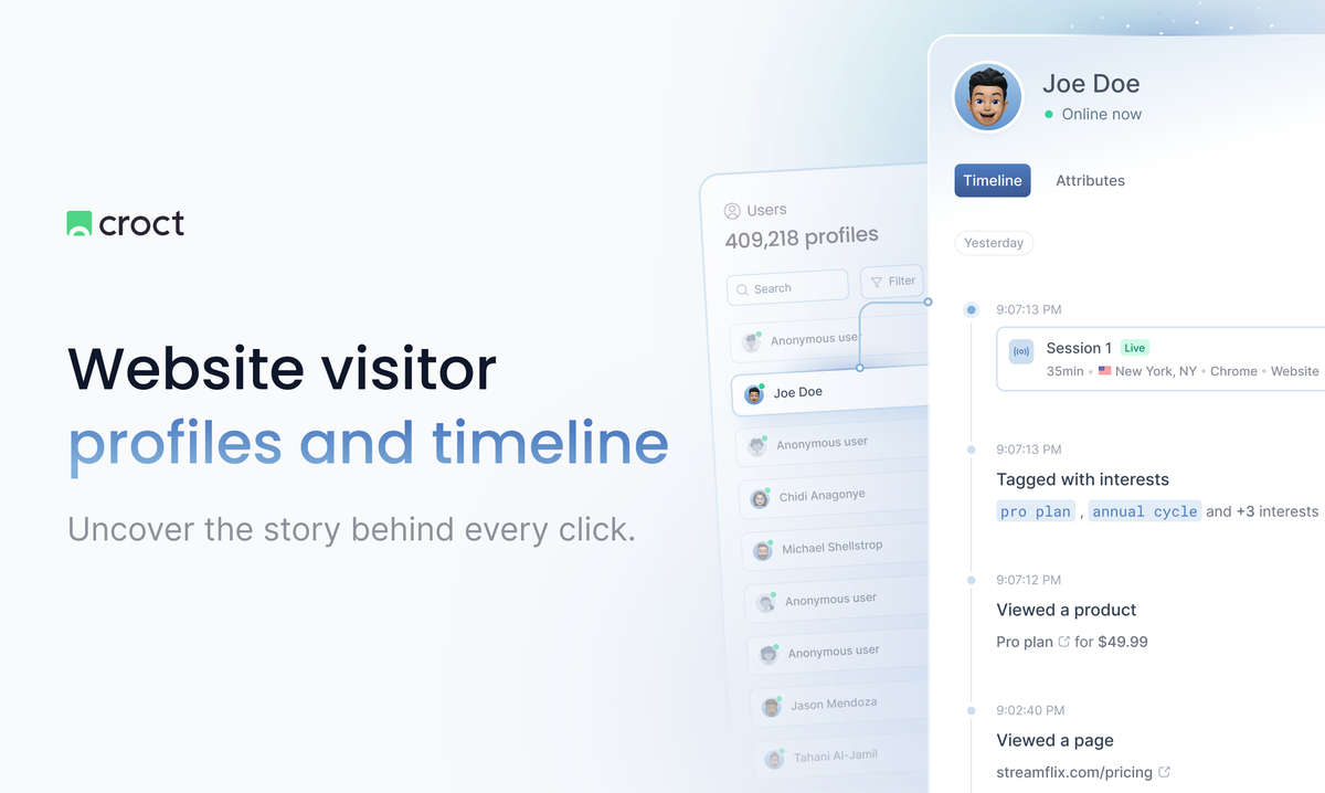 Visitor profiles and timeline by Croct