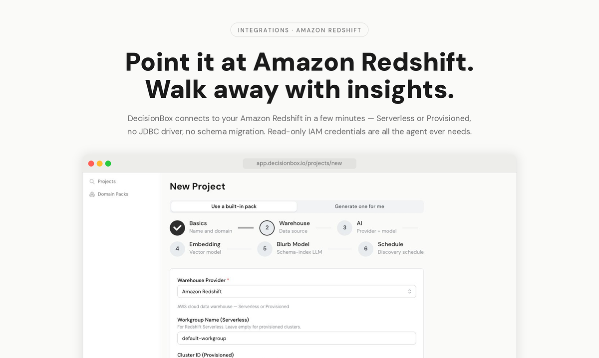 DecisionBox for Amazon Redshift