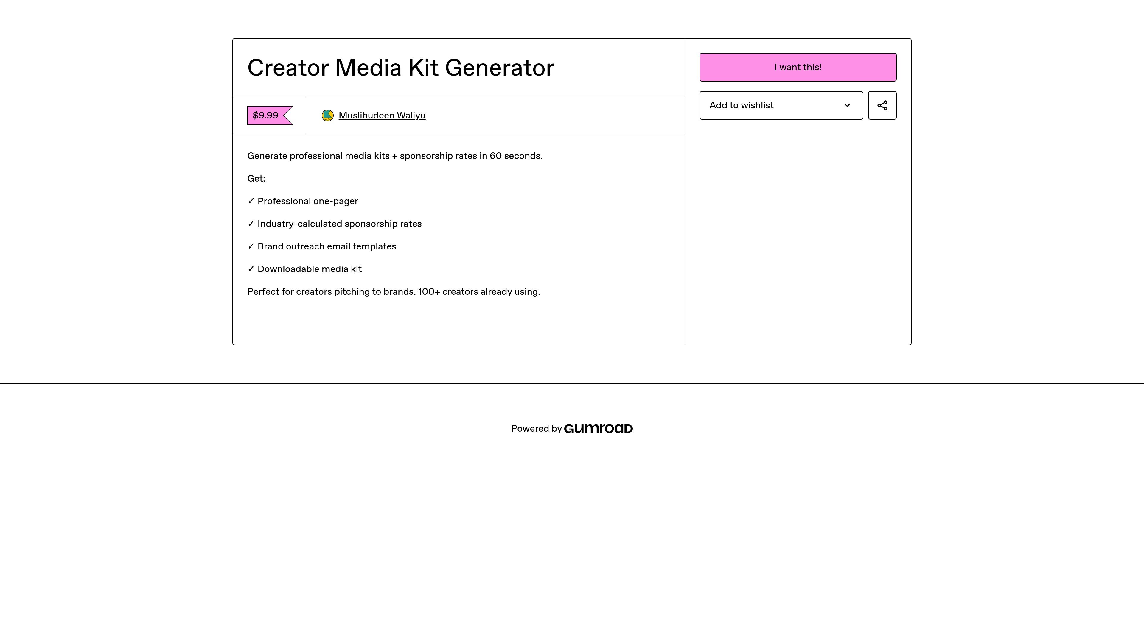 Creator Media Kit Generator