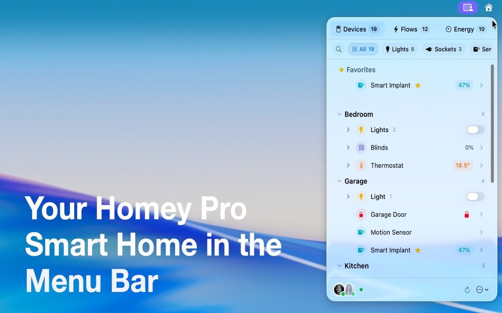 HomeBar for Homey Pro