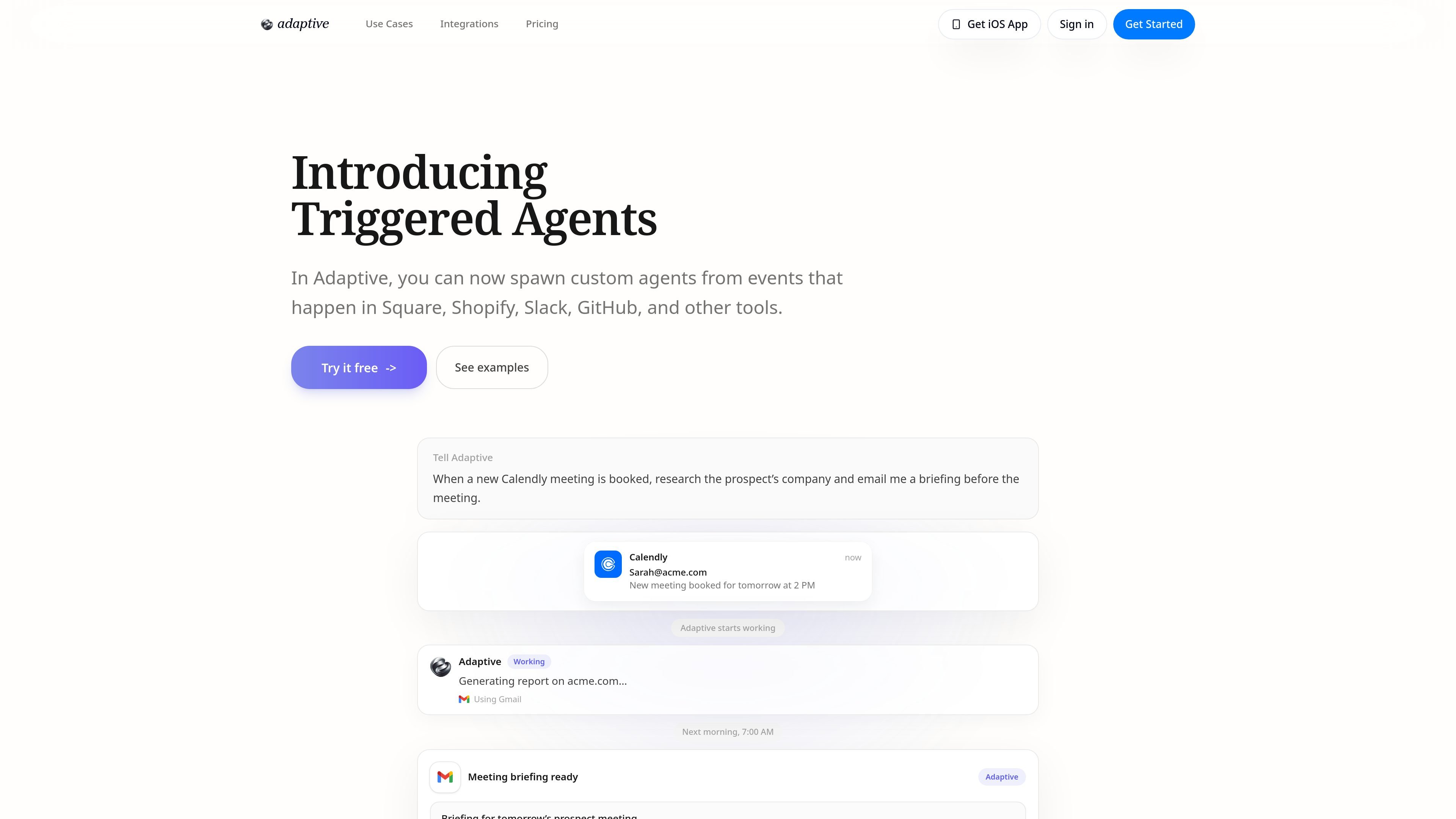 Adaptive Triggered Agents