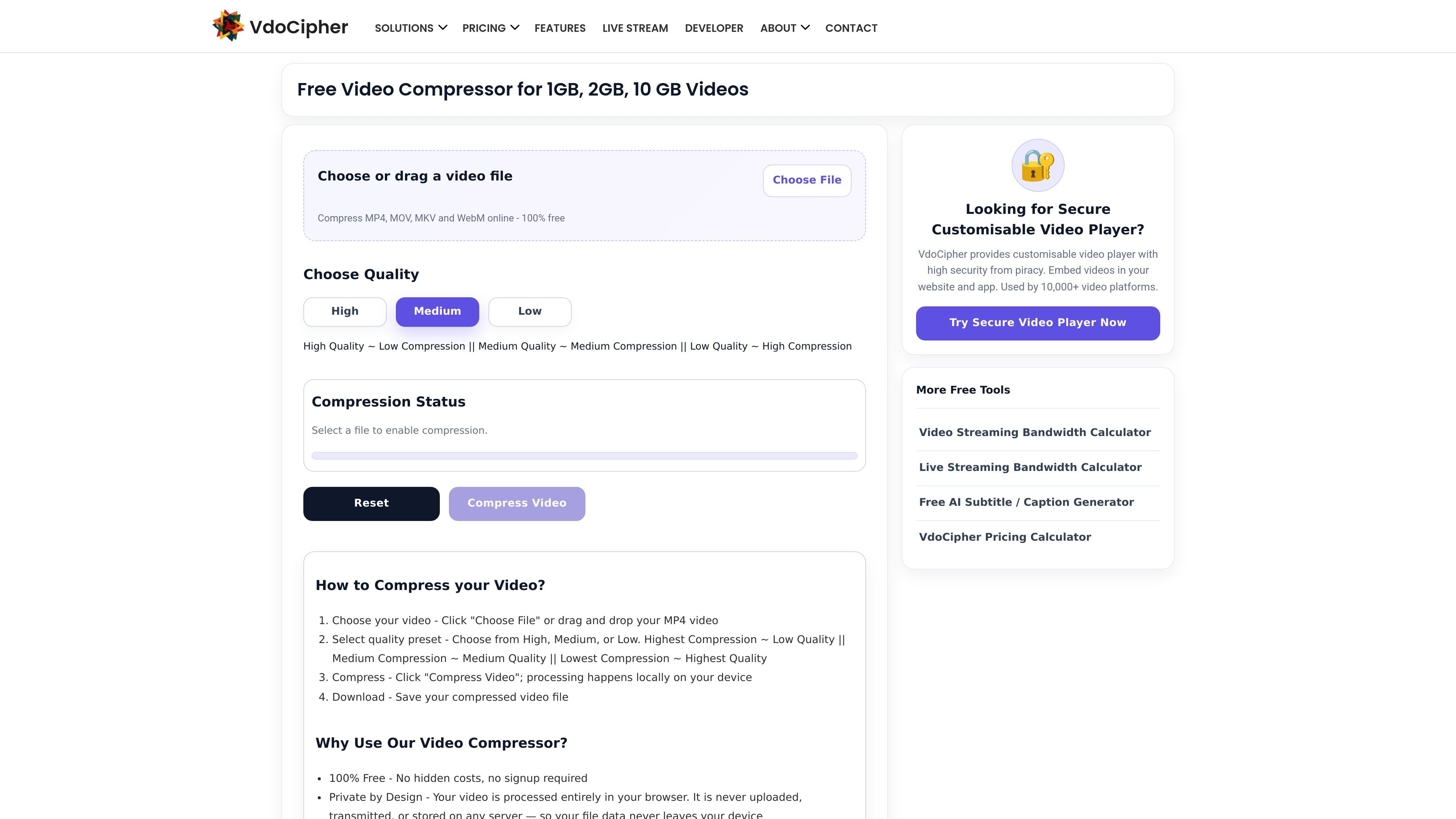VdoCipher Video Compressor