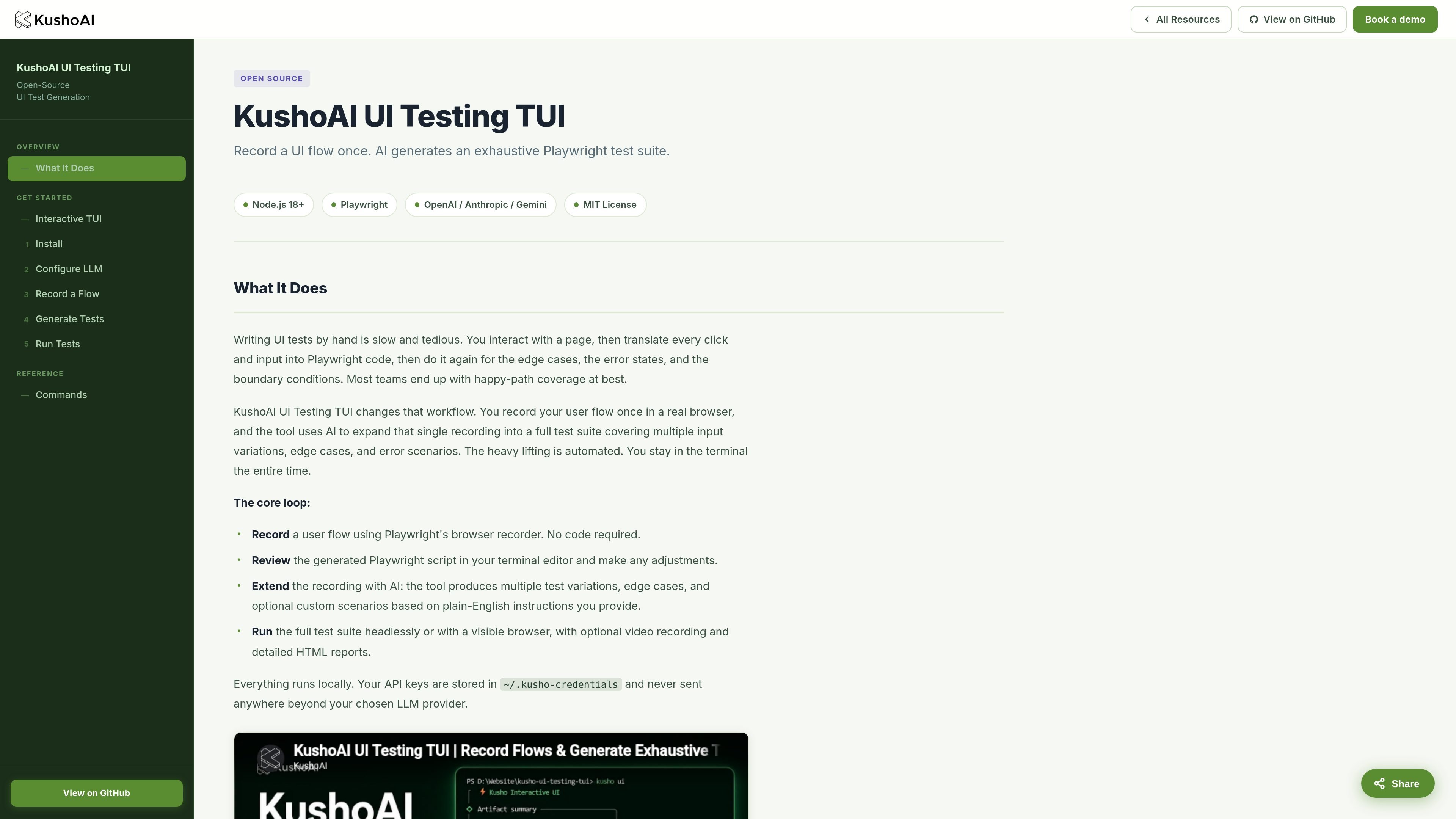 KushoAI UI Testing TUI