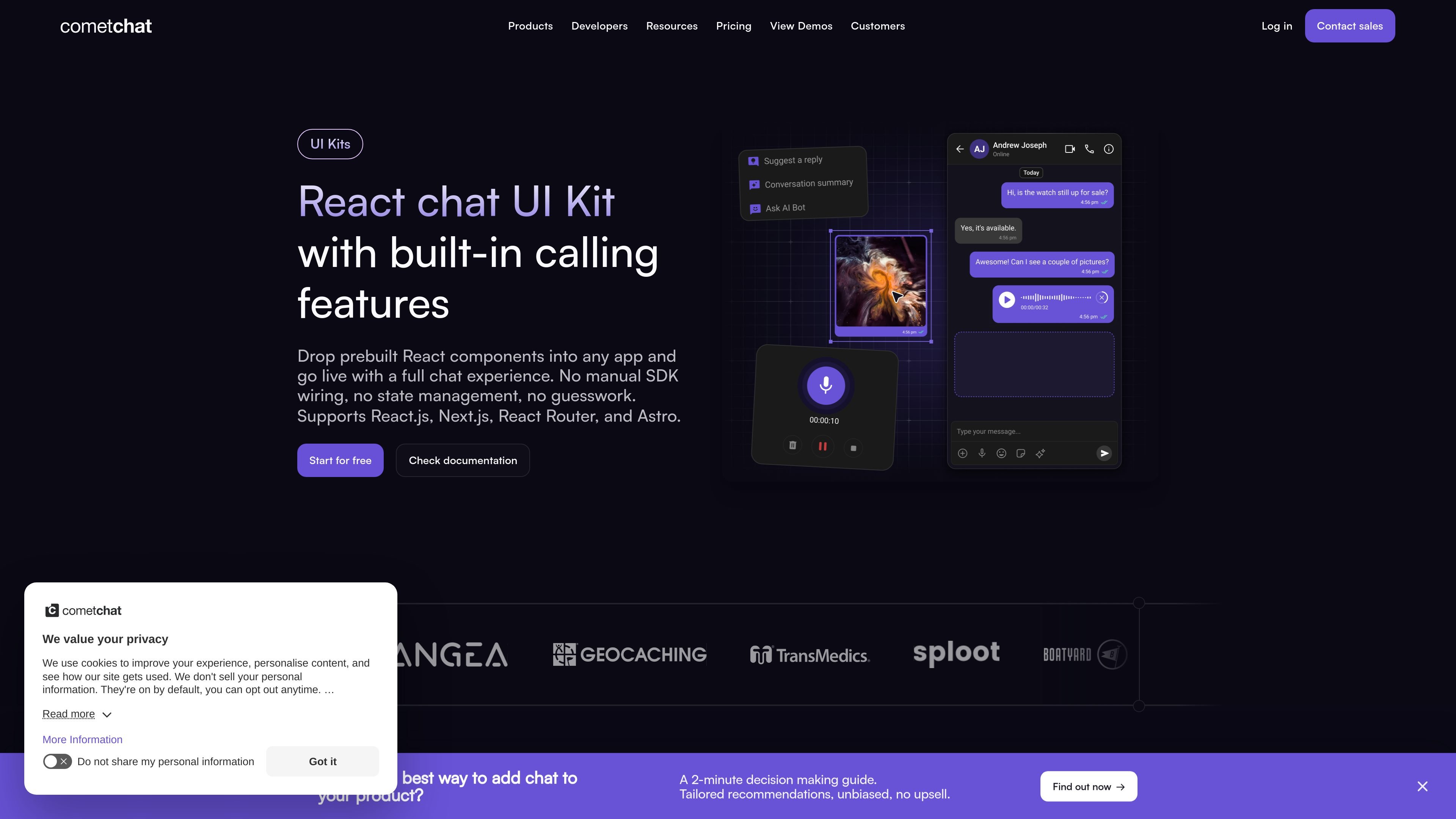 CometChat React UI Kit