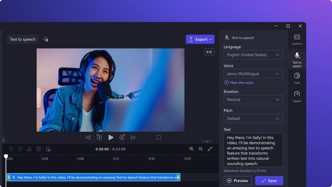 Clipchamp AI Voice Over Generator