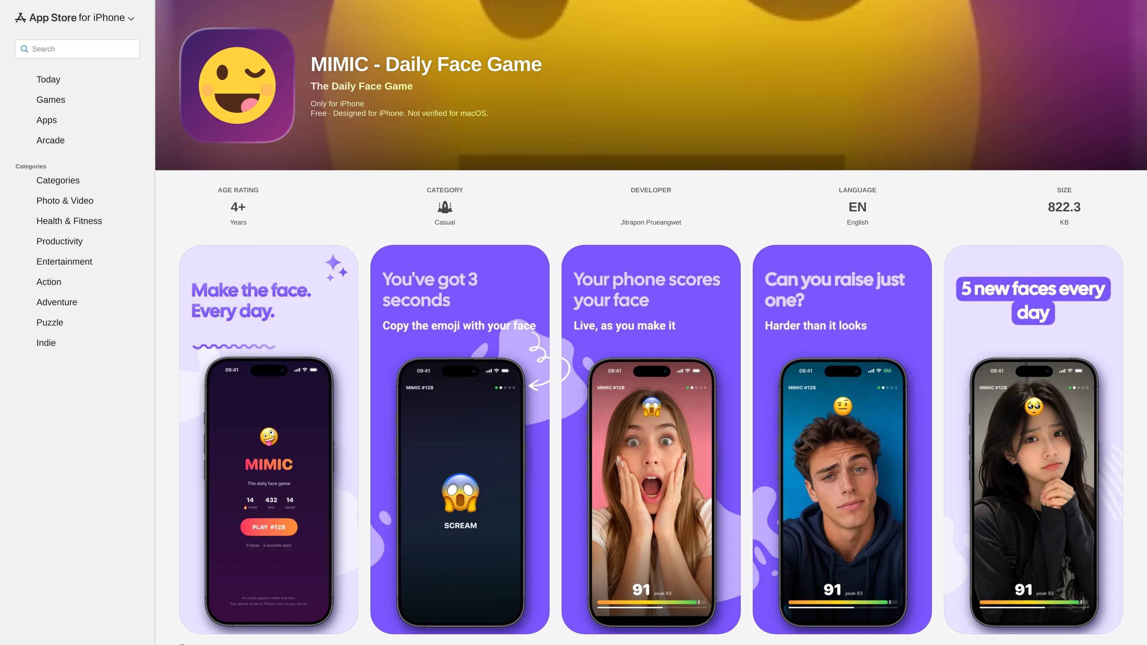 MIMIC - Daily Face Game