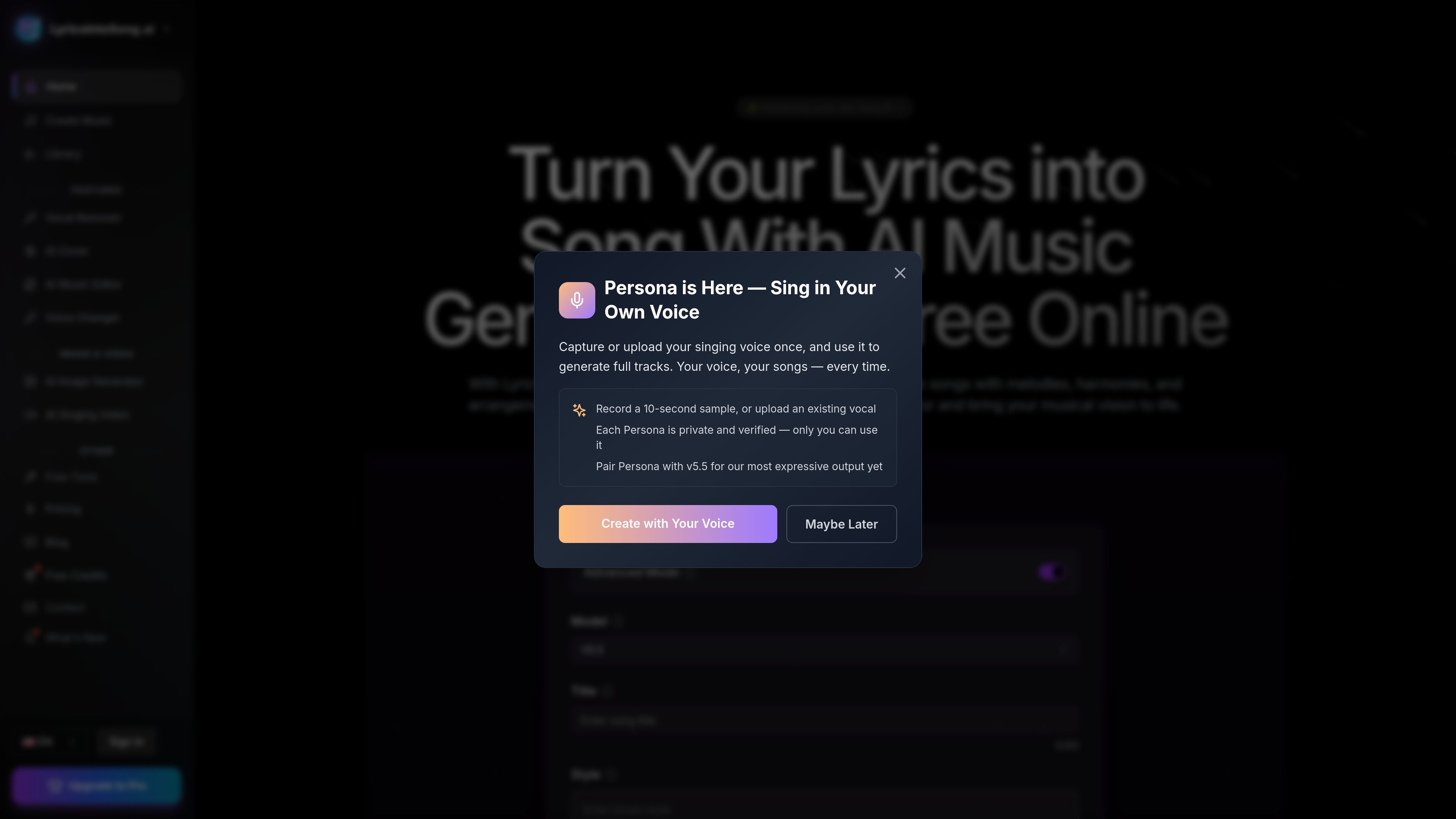 Lyrics Into Song AI