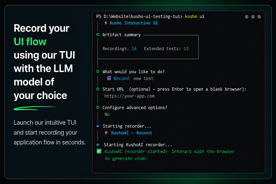 KushoAI UI Testing TUI