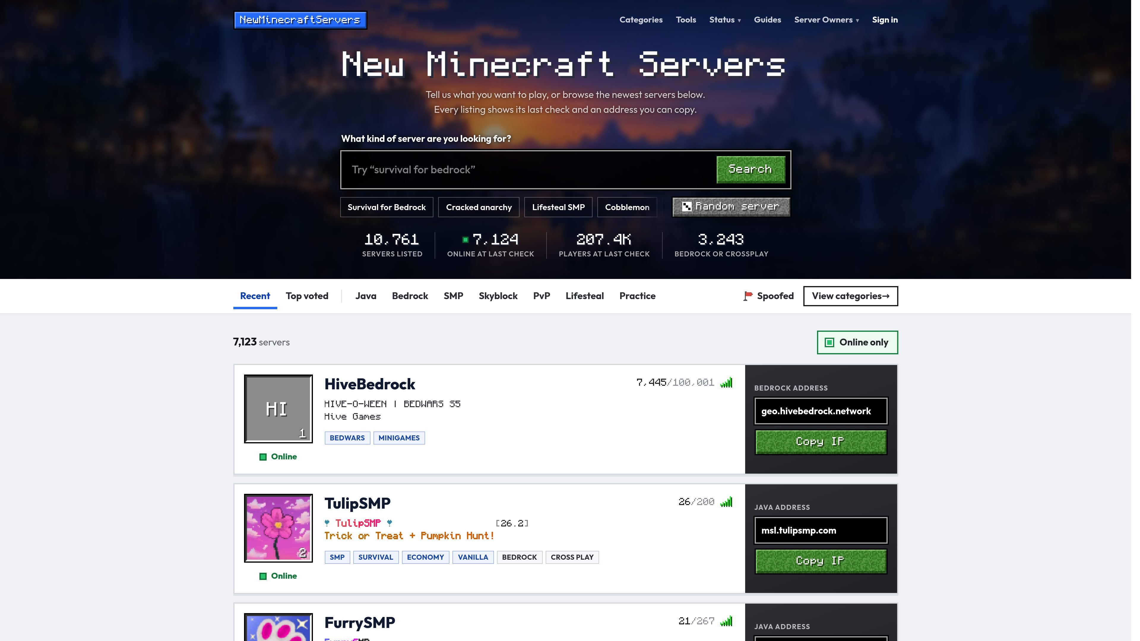 NewMinecraftServers