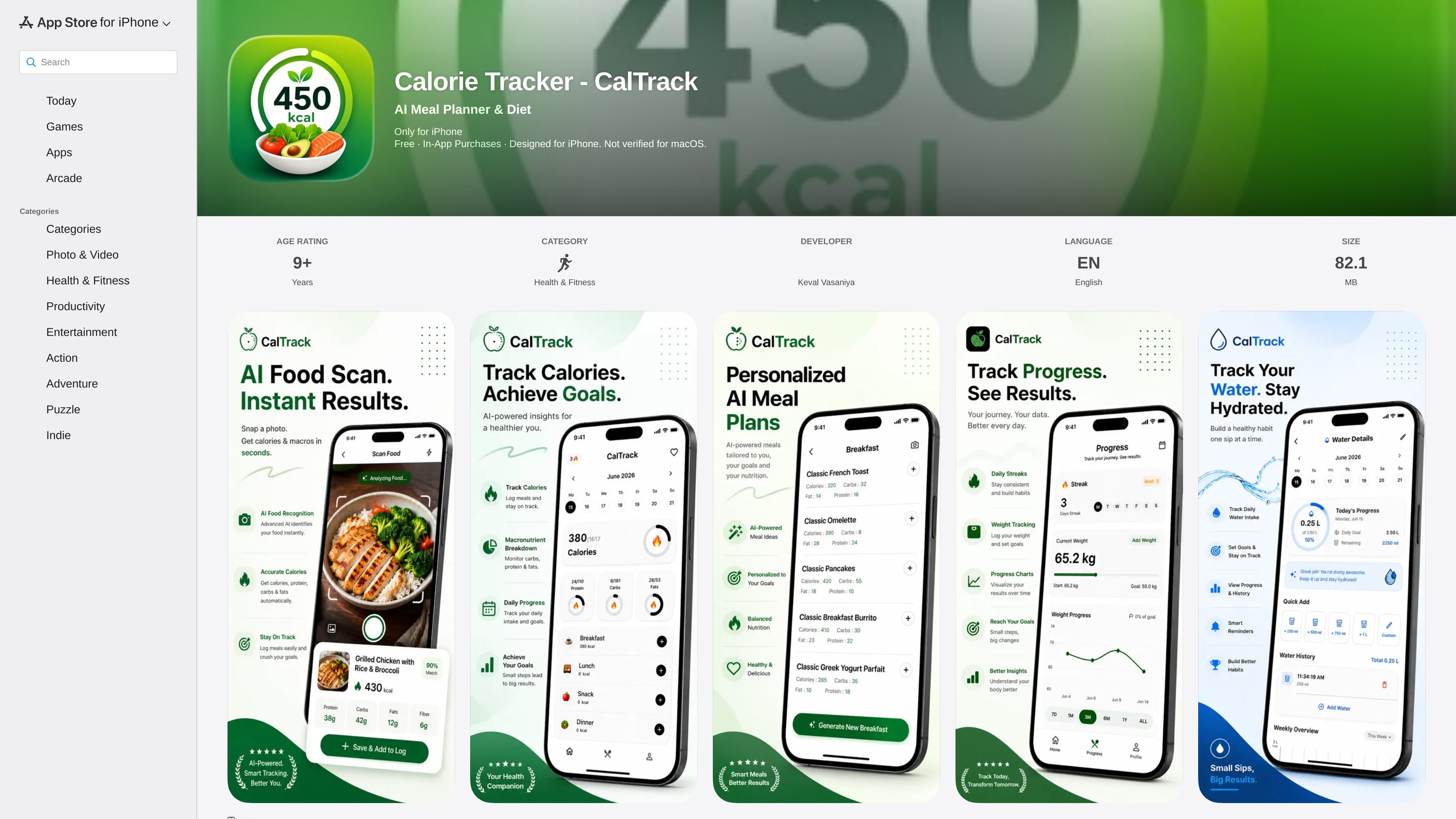 Calorie Tracker - CalTrack