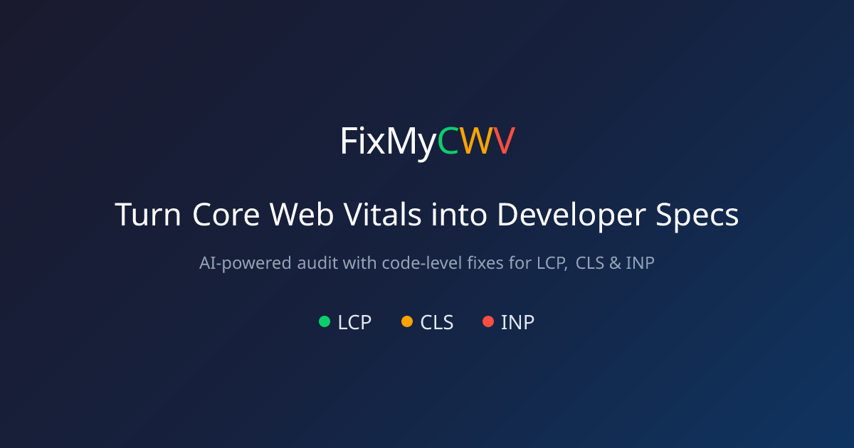 FixMyCWV